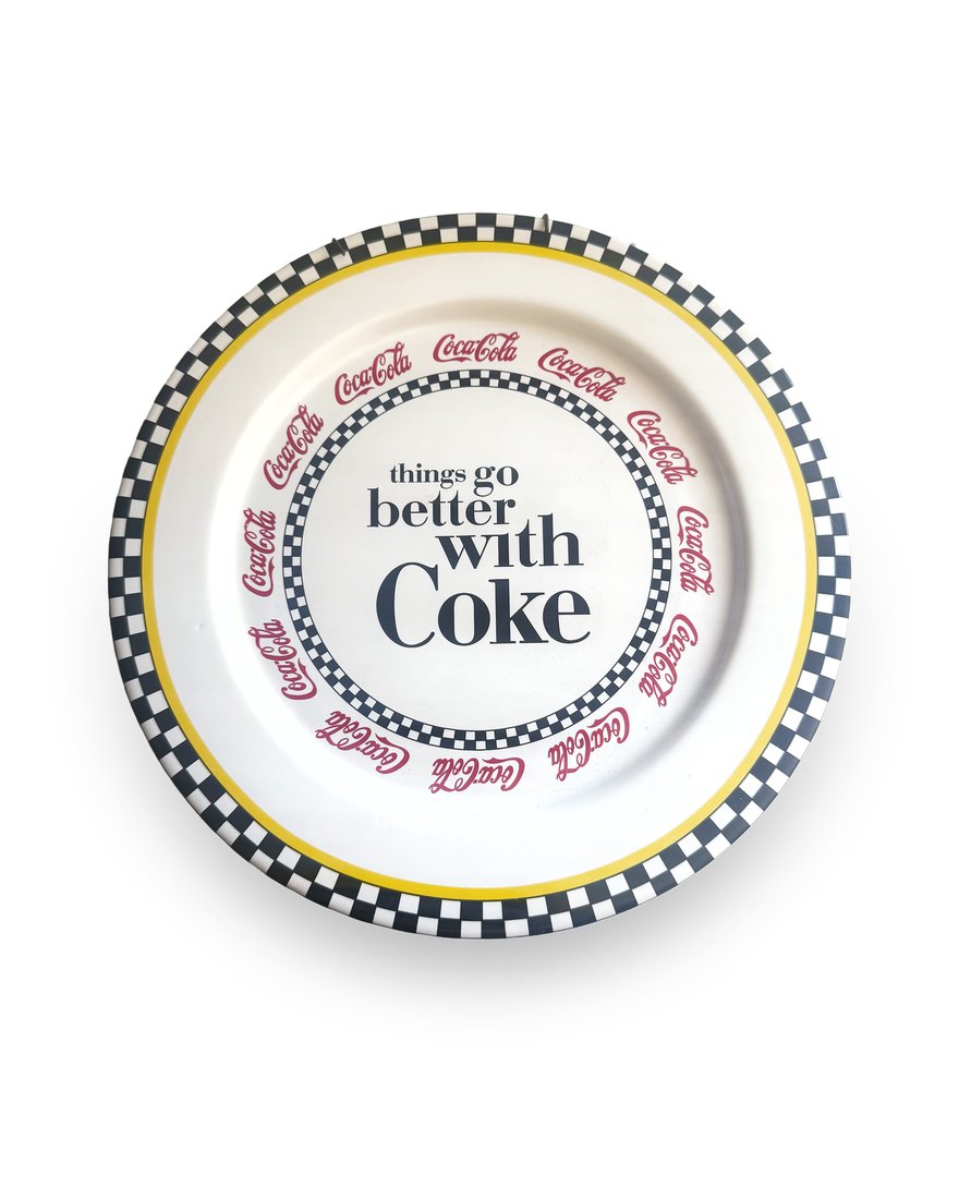 Coca-Cola collector plate, cleaned up by Inky with the item unchanged